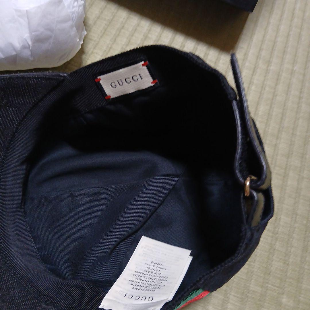 Gucci ブラック GGパターン キャップ Mサイズ