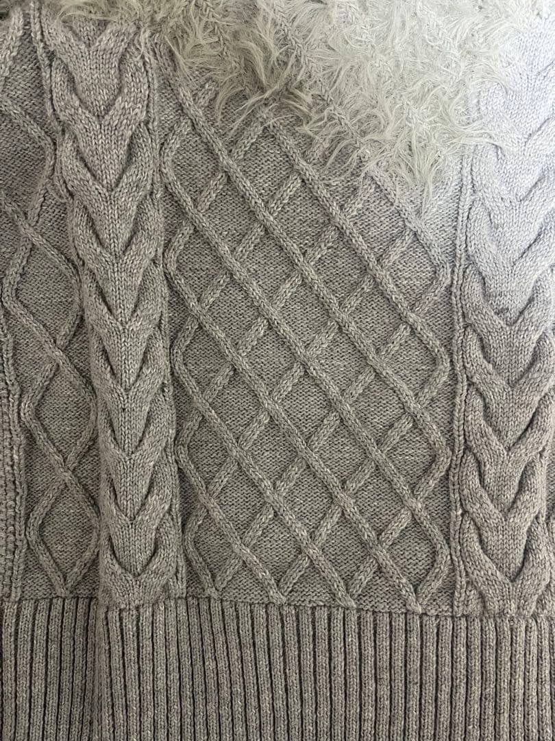 maison special ケーブルシャギーニット グレー