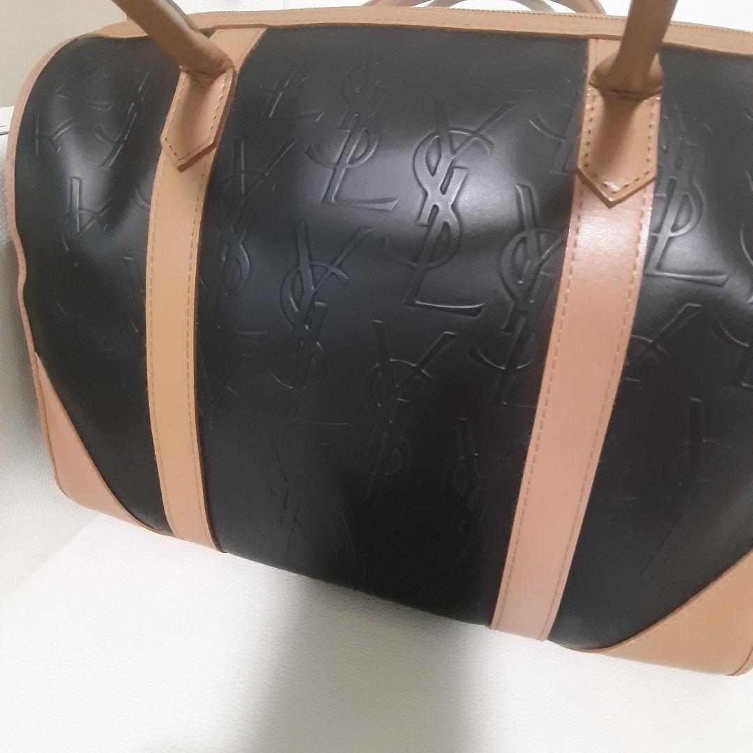 YSL エンボス加工 ハンドバッグ　イヴ・サンローラン　ミニボストン総柄　レザー