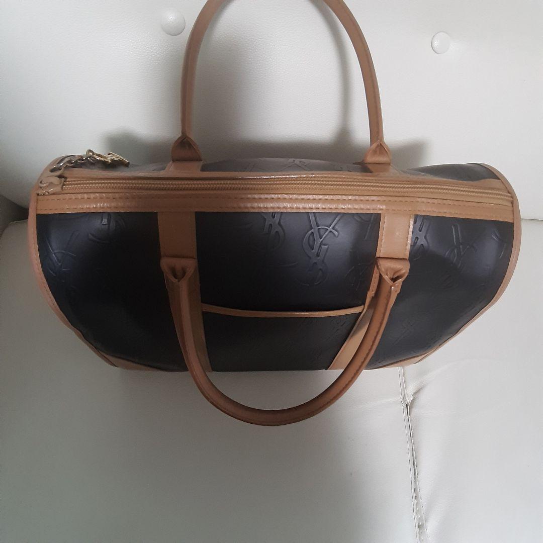 YSL エンボス加工 ハンドバッグ　イヴ・サンローラン　ミニボストン総柄　レザー