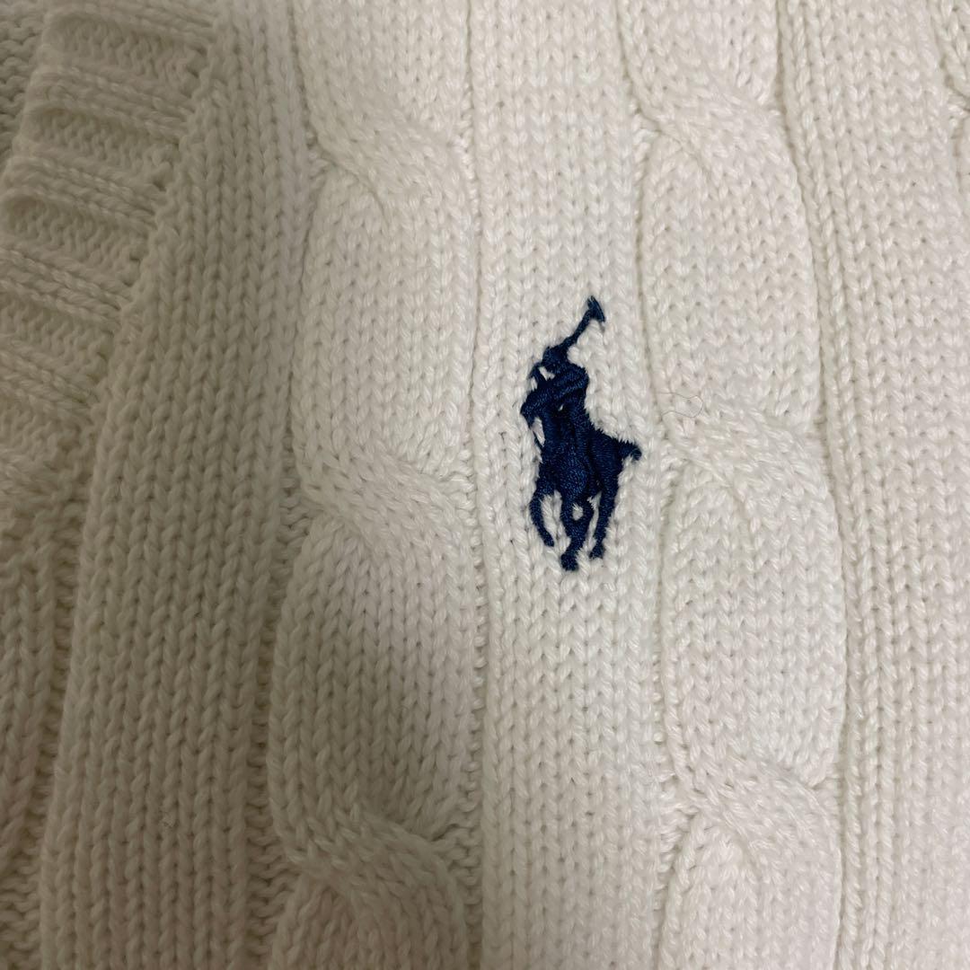 ポロ　ラルフローレン　リブニットセーター　ホワイト