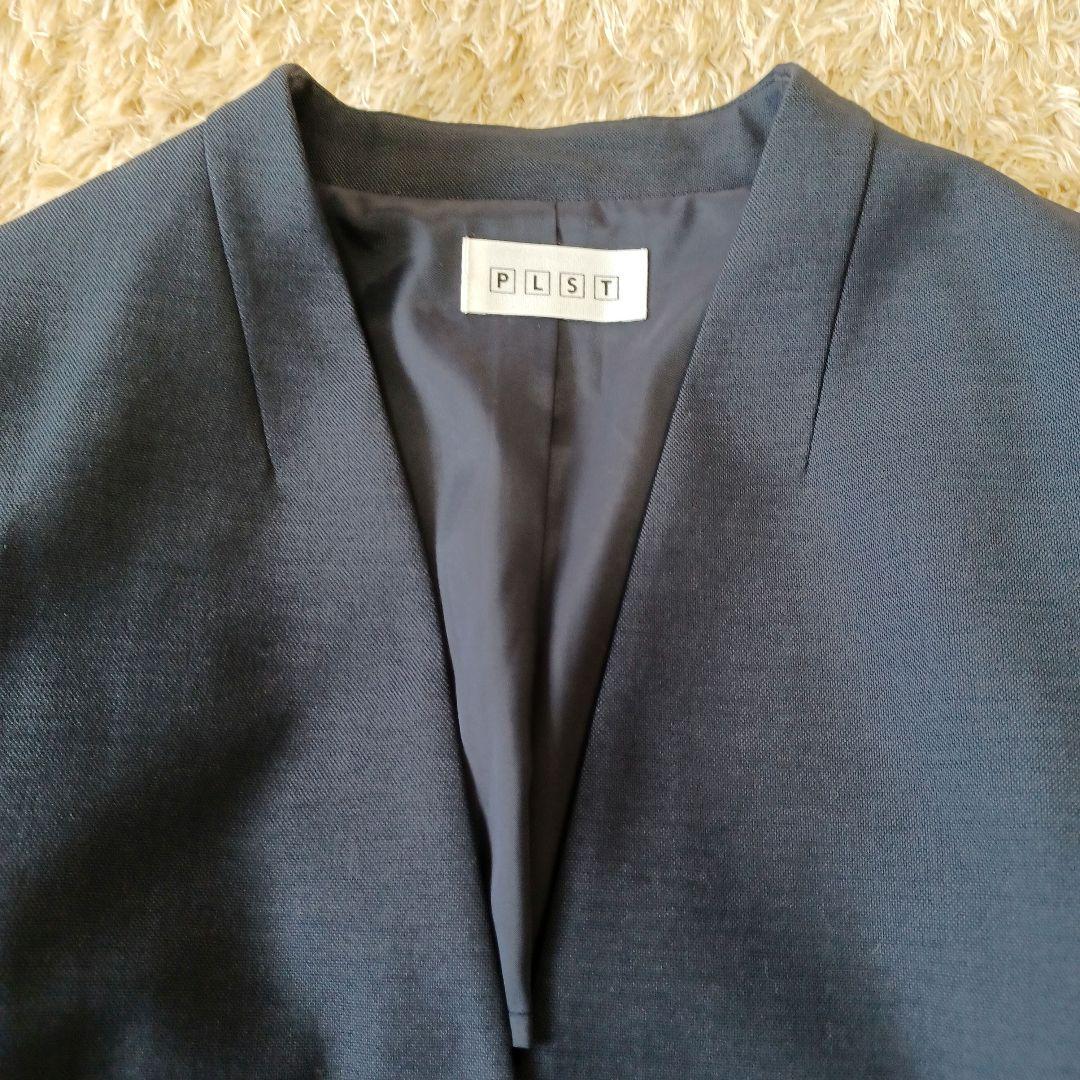 プラステ　リネンブレンド ストレッチ カラーレス ジャケット パンツ スーツ