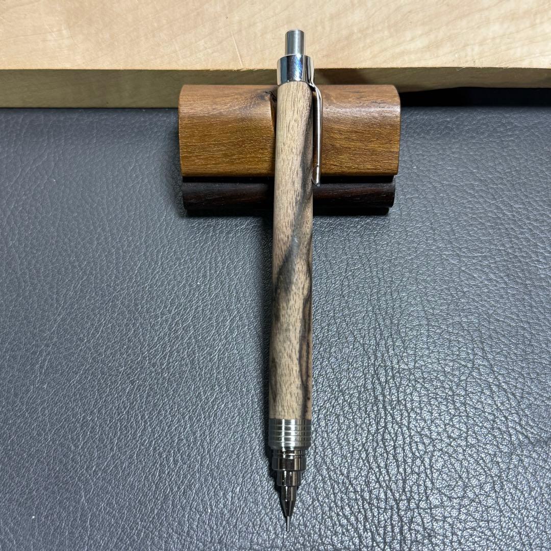 99黒柿　木軸シャーペン　最強低重心　ステンレス 溝付き　無塗装