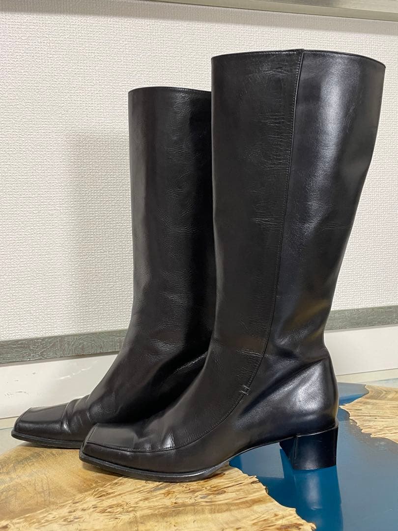 【かかと訳あり】エルメスHERMES レザーロングブーツ 36ハーフ