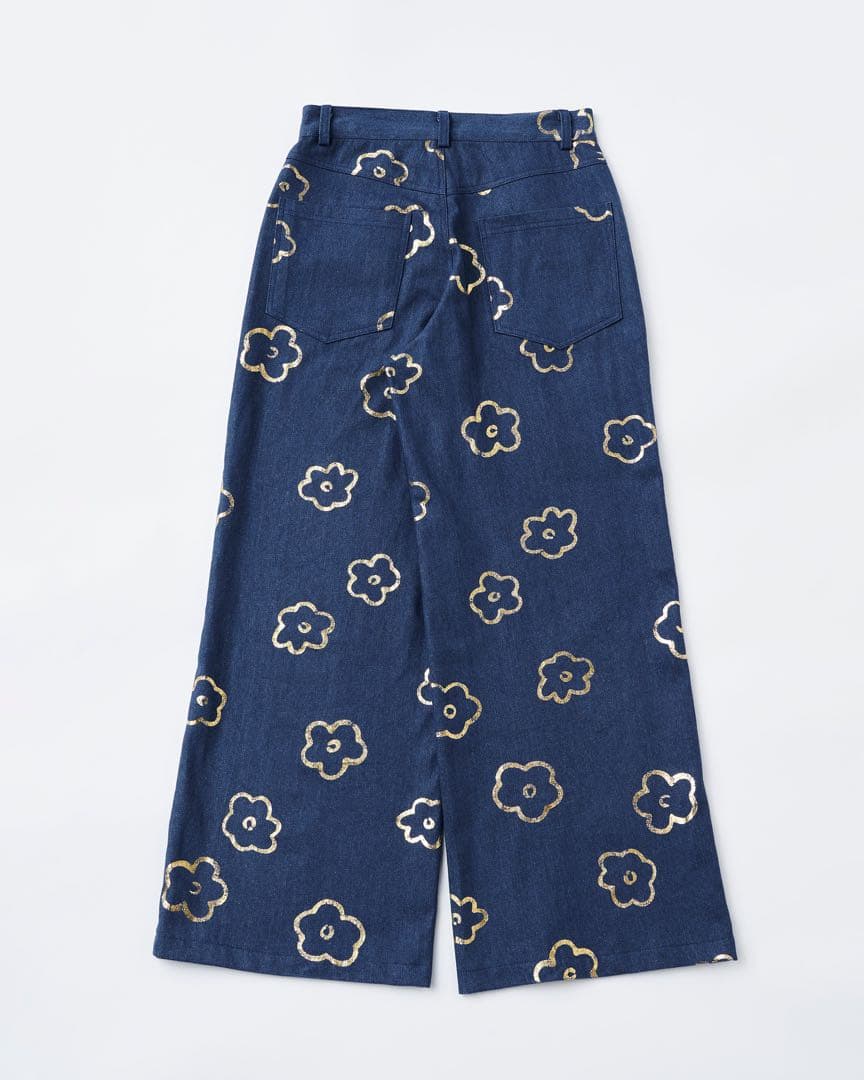 【新品】poppy Gold flower denim pants あさぎーにょ