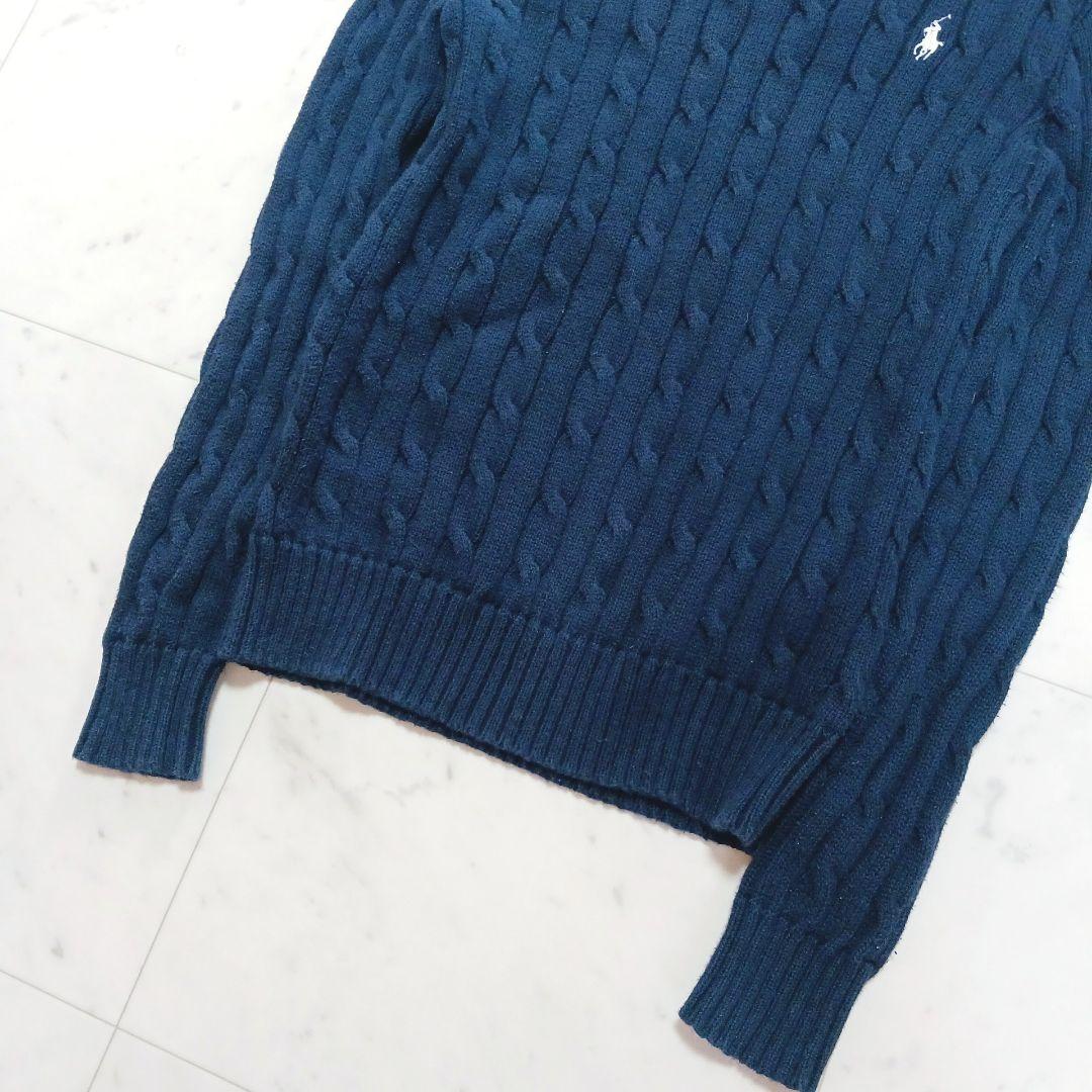 【現行QR】24年製✨ラルフローレン　白ポニー刺繡　ケーブルニットセーター