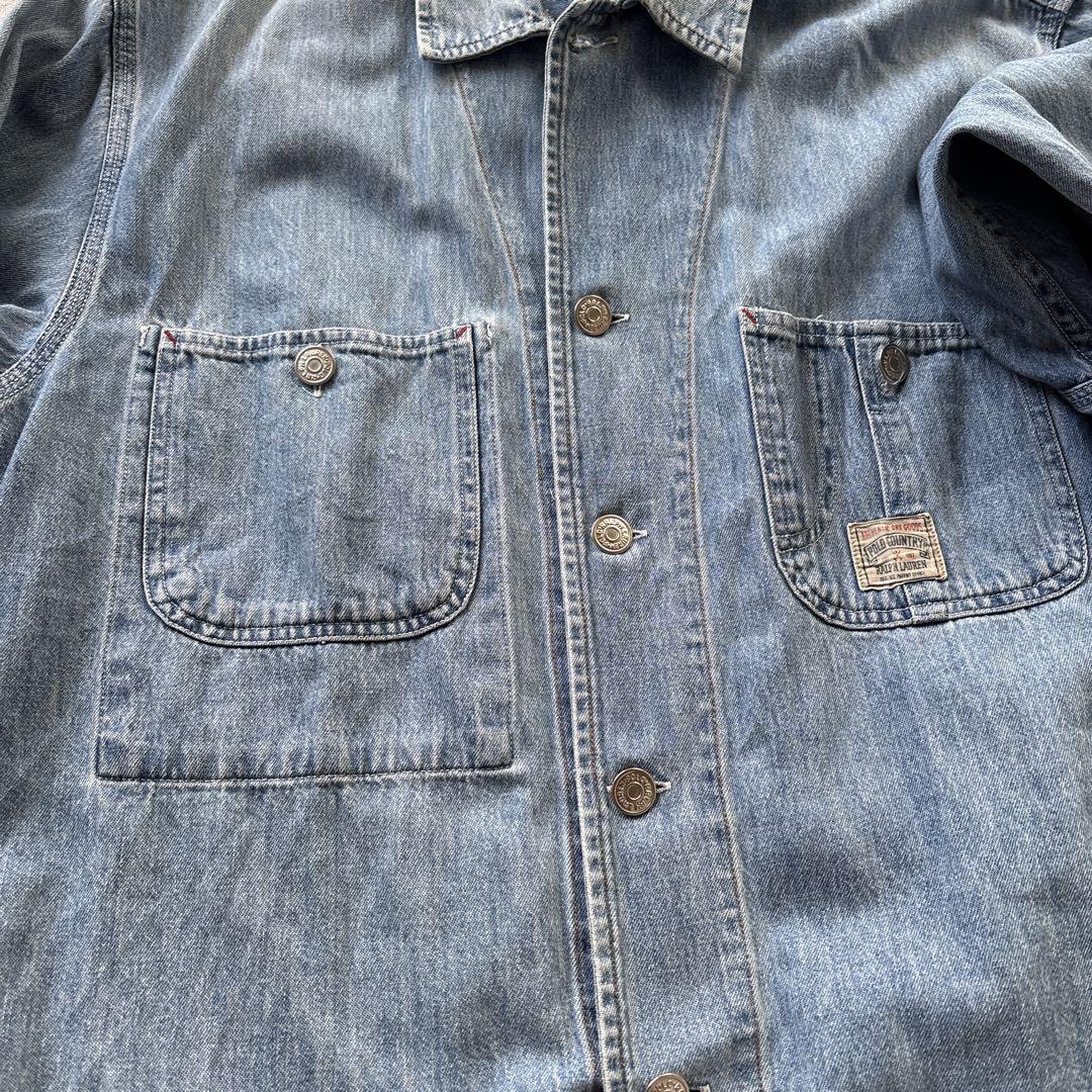 90s polo country デニムカバーオール　ポロカントリーデニムシャツ