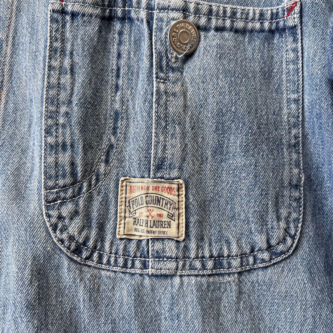 90s polo country デニムカバーオール　ポロカントリーデニムシャツ