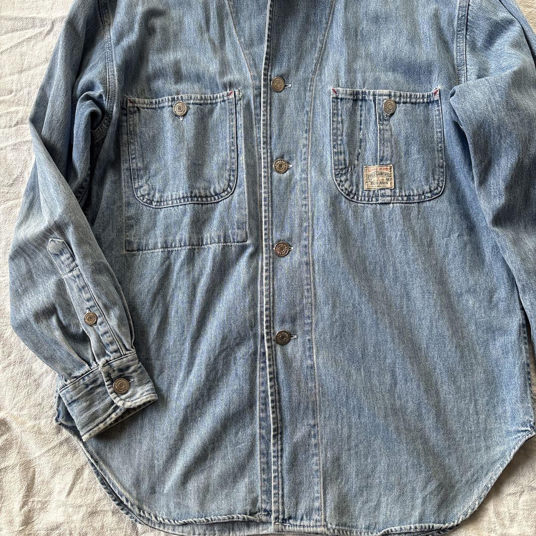 90s polo country デニムカバーオール　ポロカントリーデニムシャツ