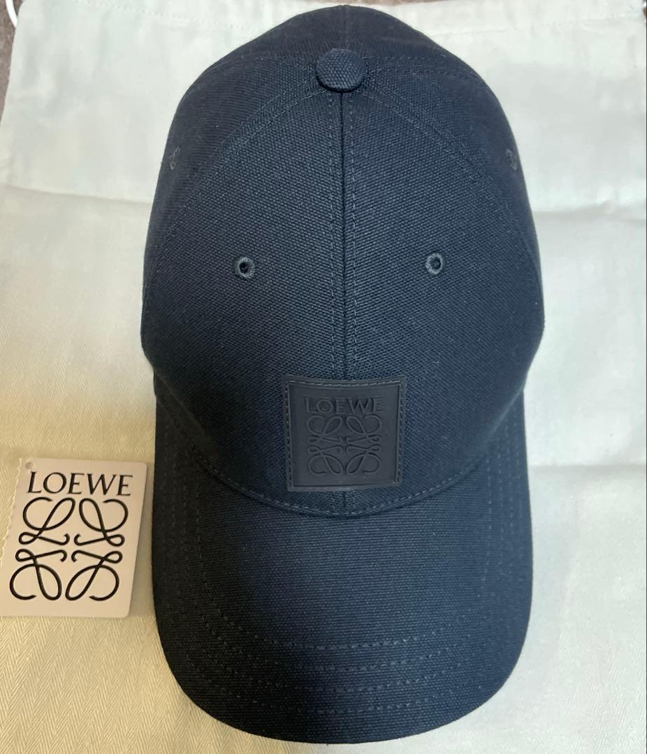 美品LOEWE ロエベベースボールキャップ　ロゴパッチ　ブラック
