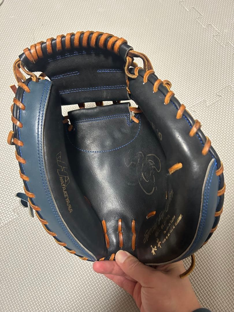 て*ん様 YUSHI 硬式グローブ 青/黒　キャッチャーミット