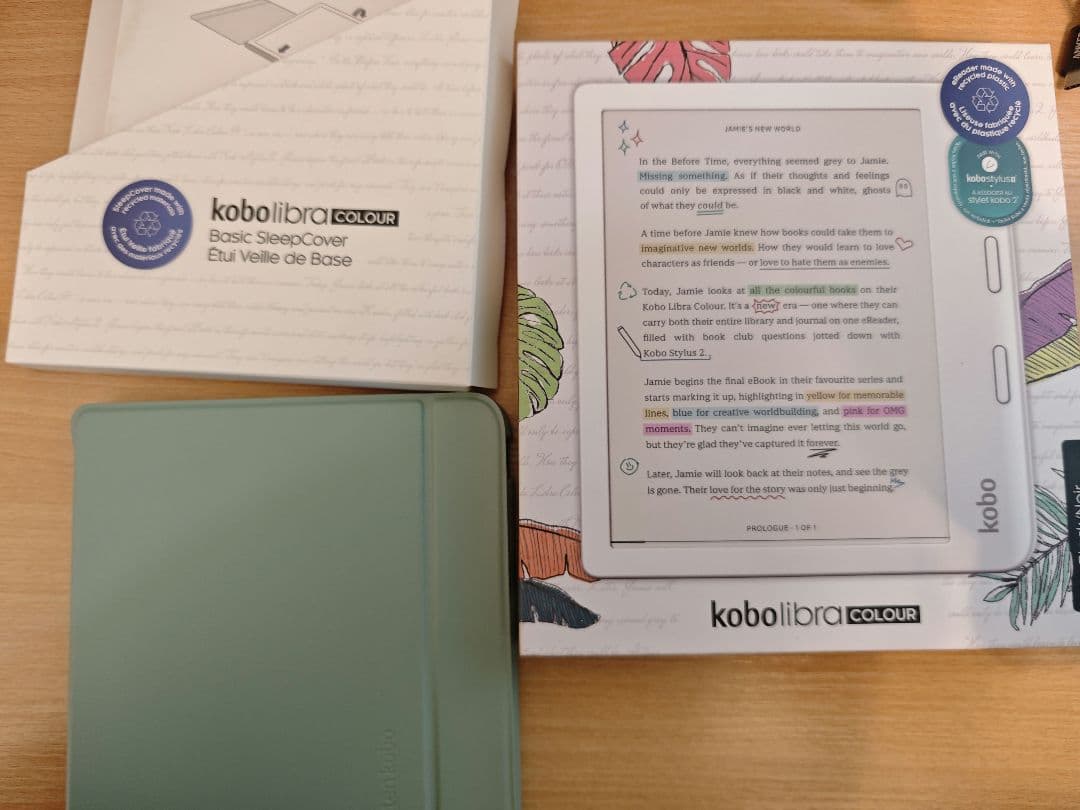 Kobo Libra Colour ブラックベーシックスリープカバー セット