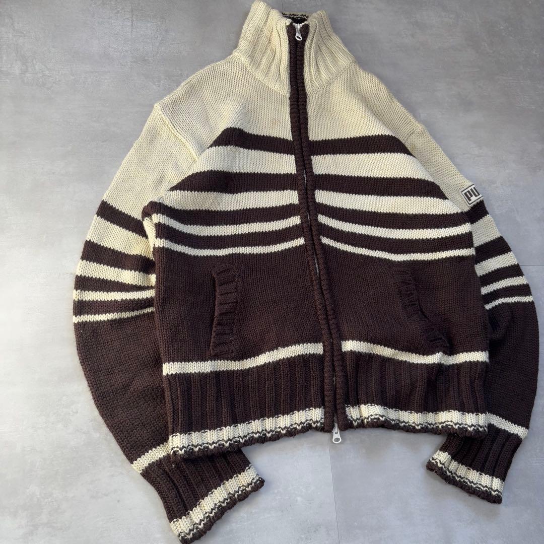 希少　80s - PUMA プーマ　ドライバーズニット　カウチン　茶色　トルコ製