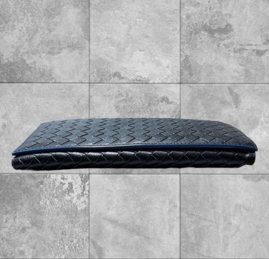 【ボッテガ長財布】バイカラー財布☆美品☆二つ折り長財布☆ロングウォレット☆黒☆青