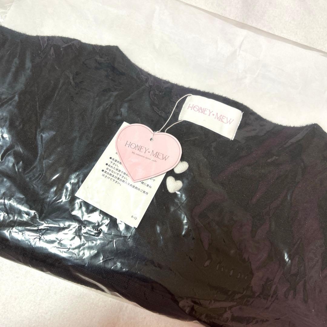 完売品 ハニーミュウ ビッグリボンガーター風アンサンブルトップス ブラック