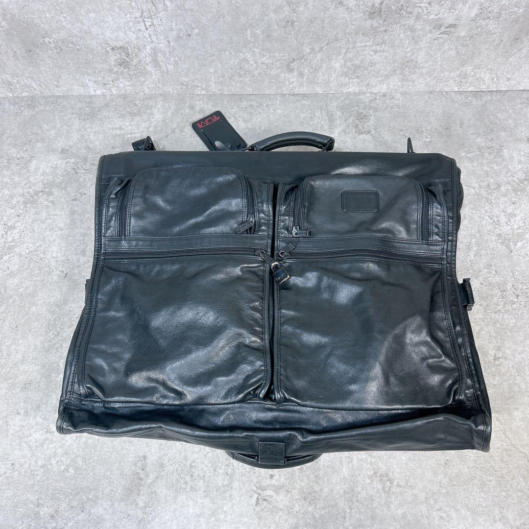 【希少】TUMI オールレザー ガーメントバッグ トゥミ ブラック スーツ 出張