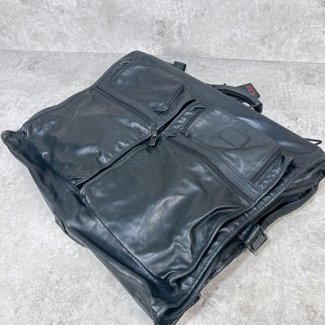 【希少】TUMI オールレザー ガーメントバッグ トゥミ ブラック スーツ 出張