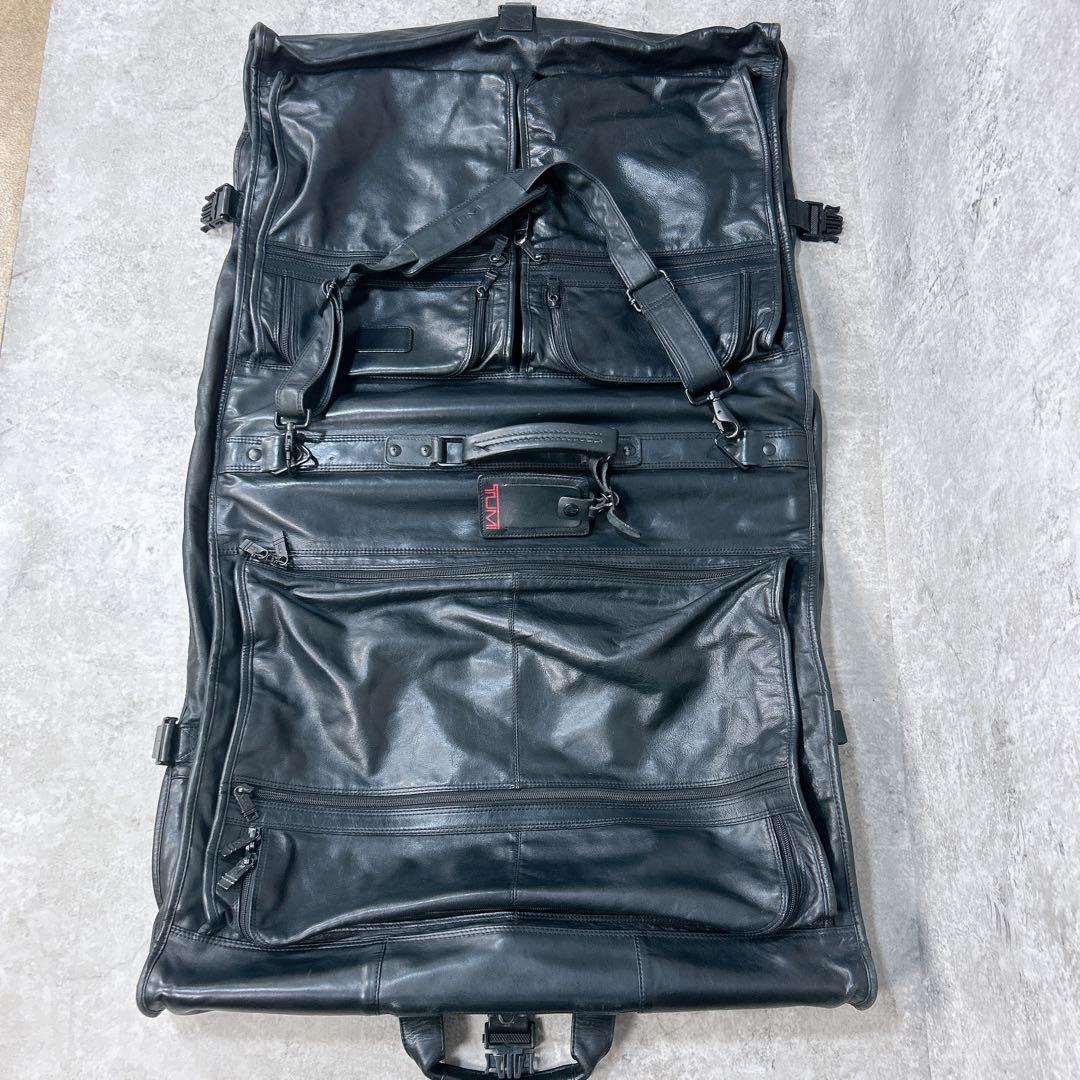 【希少】TUMI オールレザー ガーメントバッグ トゥミ ブラック スーツ 出張
