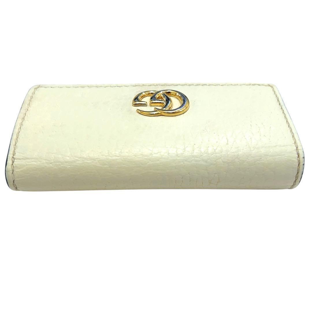 グッチ キーケース 6連 GGスプリーム GG マーモント レザー PVC 白