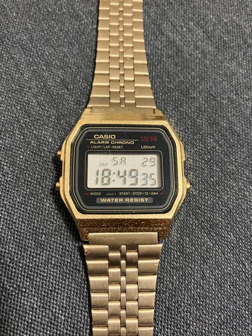 CASIO デジタル ウォッチ ゴールド 593 A159W JAPAN 腕時計