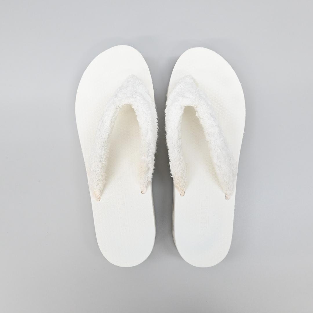 ■ □ 46989★夏 シャネル ココマーク 厚底ビーチサンダル 37 パイル