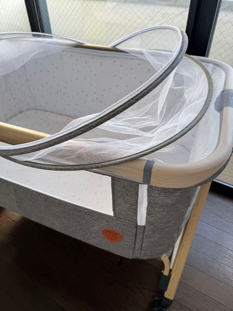 グレー 添い寝ベッド 揺れ機能付き