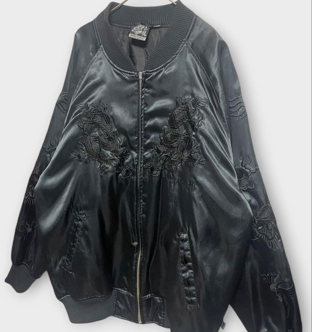 DOG TOWN オール ブラック 刺繍 ドラゴン 龍 竜 黒龍 スカジャン