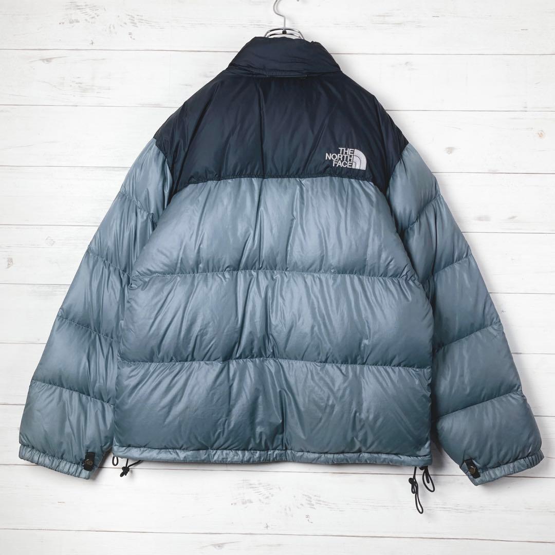 ノースフェイス ダウンジャケット ヌプシ ロゴ刺繡　700FP 灰 黒 L