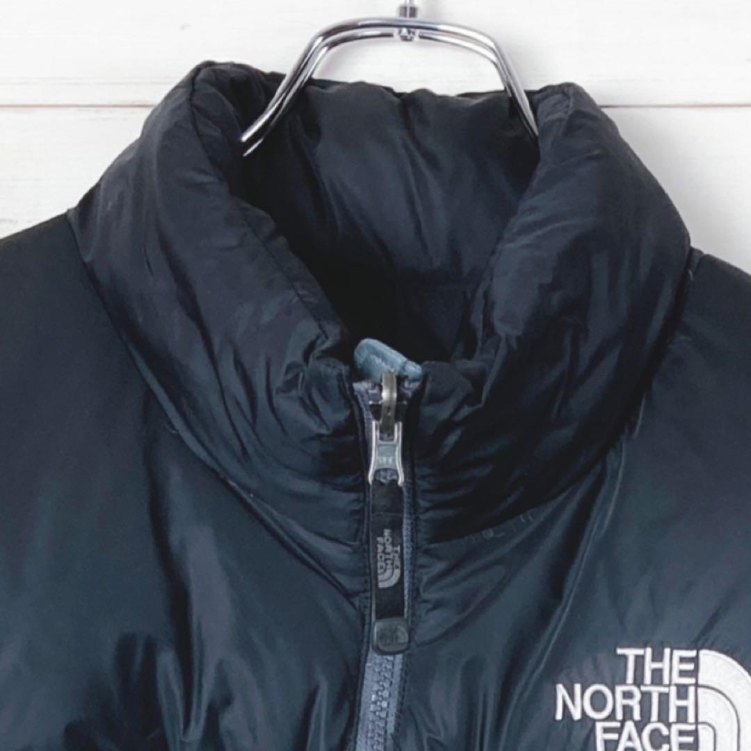 ノースフェイス ダウンジャケット ヌプシ ロゴ刺繡　700FP 灰 黒 L