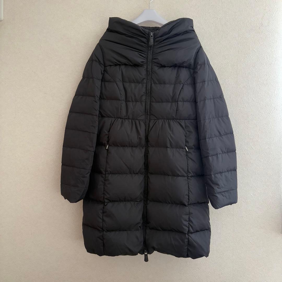 マックスマーラ　ノーカラー　ダウン　コート　ブラック