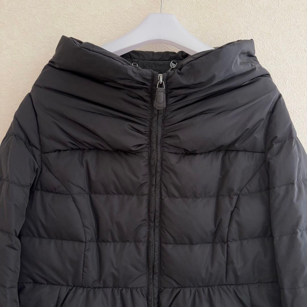 マックスマーラ　ノーカラー　ダウン　コート　ブラック