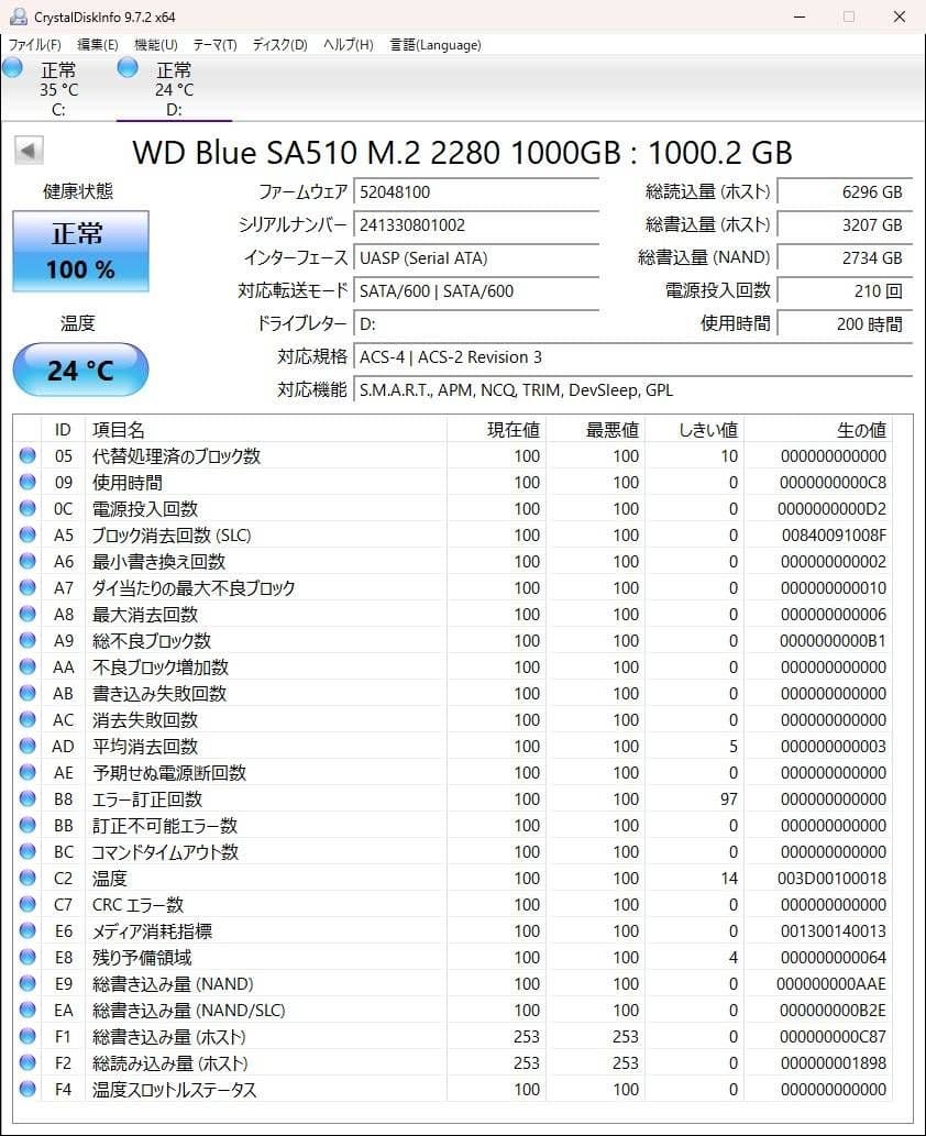 内蔵型SSD WD Blue SA510 1TB SATA SSD M.2 2280