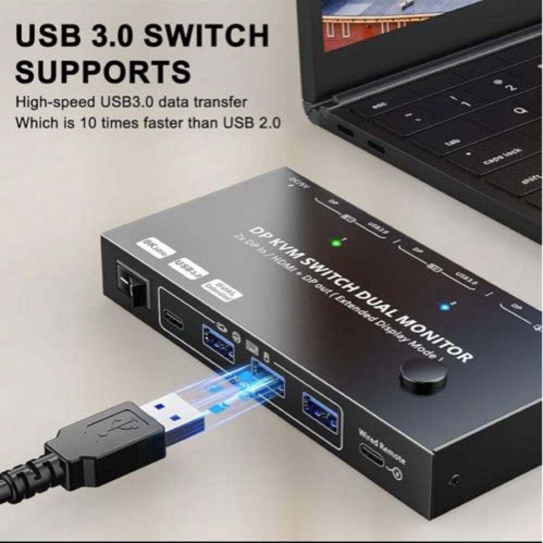 AIMOS デュアルモニター USB3.0 KVM 切替器 2入力2出力
