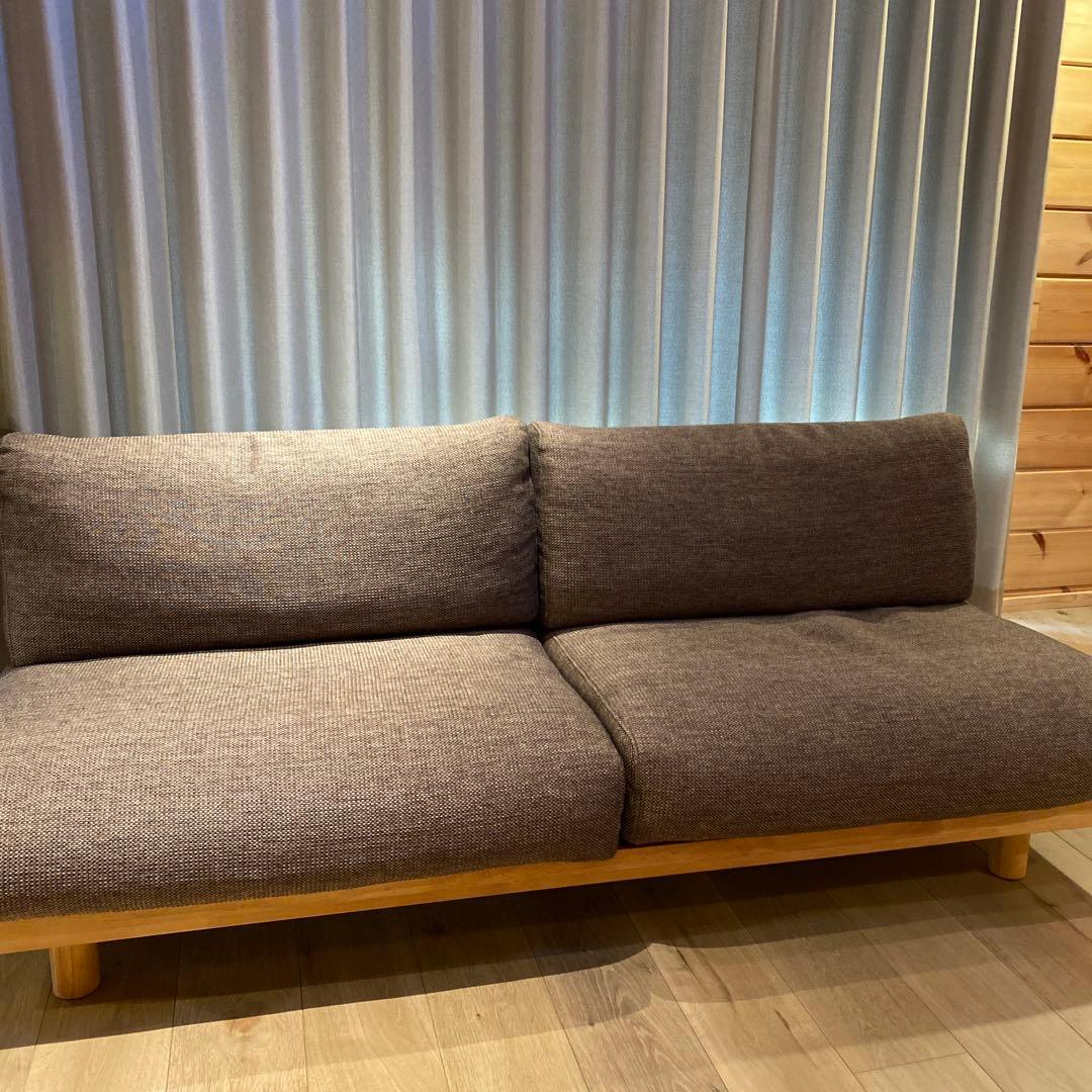 むらさき 無印良品 ゆったり座れるアームレスソファ 3シーター