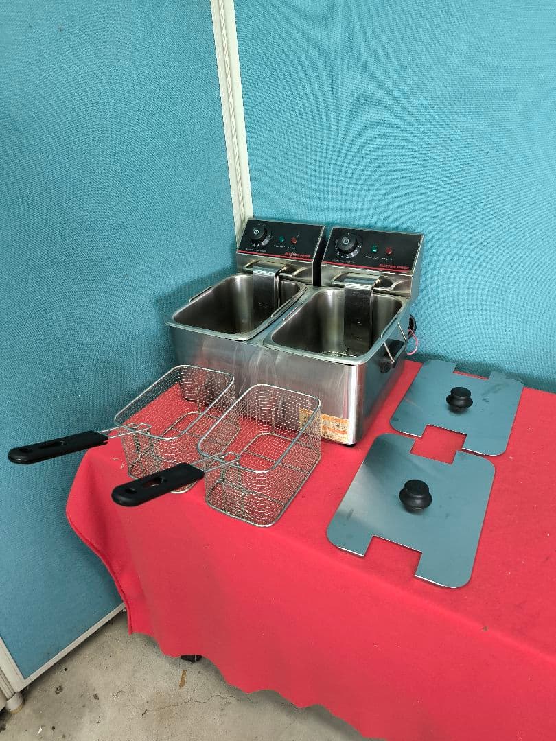 美品　ダイシン　二槽式電気卓上フライヤー　4Lミニフライヤー　FL-DS4W