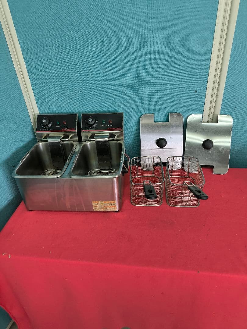 美品　ダイシン　二槽式電気卓上フライヤー　4Lミニフライヤー　FL-DS4W