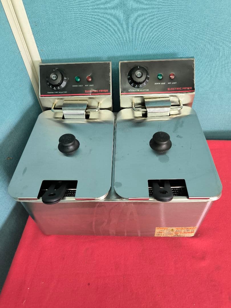 美品　ダイシン　二槽式電気卓上フライヤー　4Lミニフライヤー　FL-DS4W