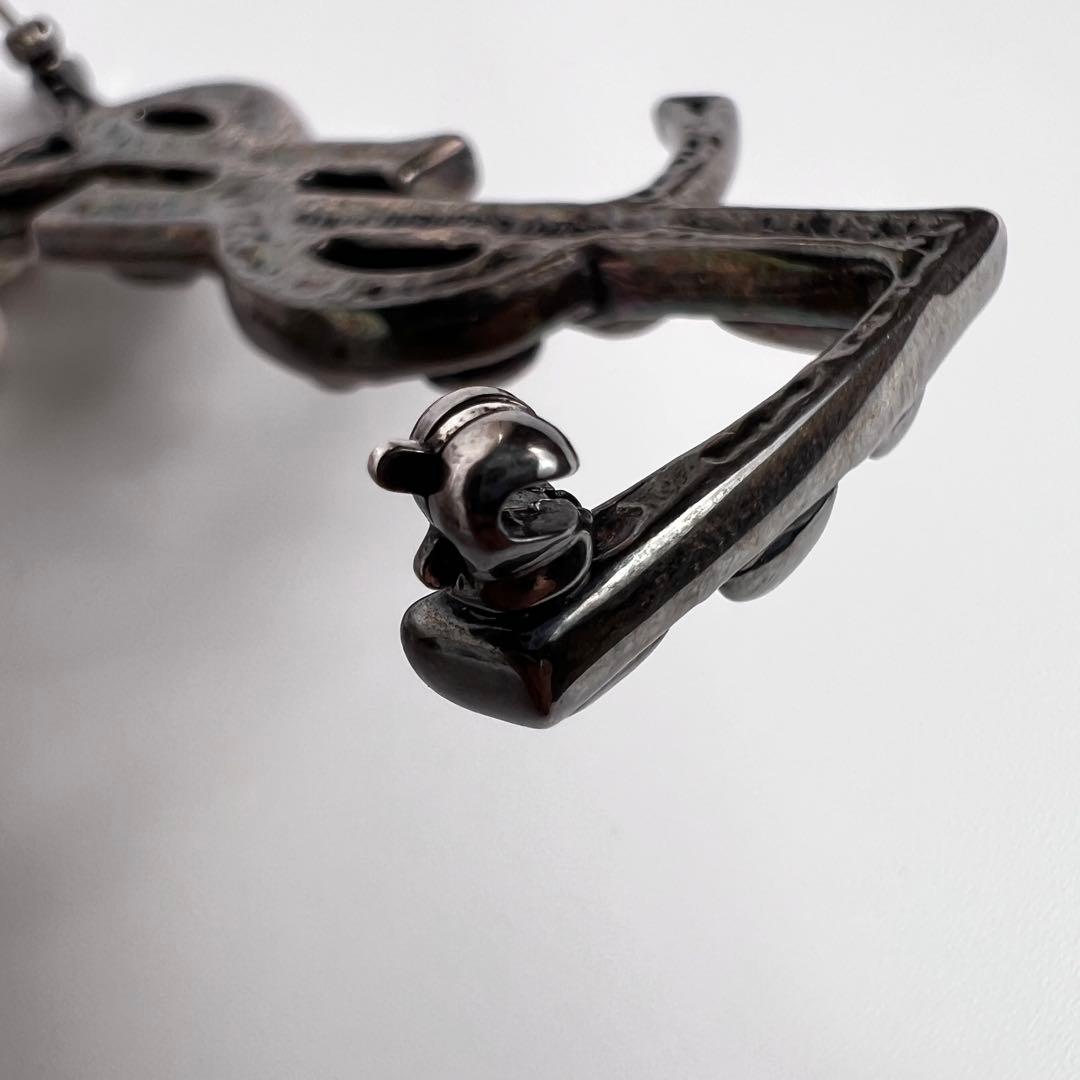 【極美品】サンローラン　ブローチ　オピウム　YSLロゴ　シルバー