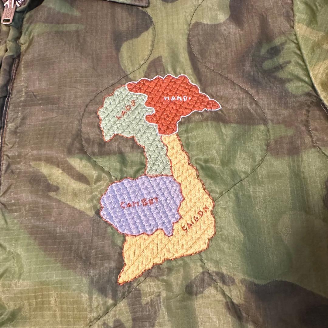 60s ベトジャン　迷彩　スカル　骸骨　スカジャン　刺繍　裏地なし　スーベニア