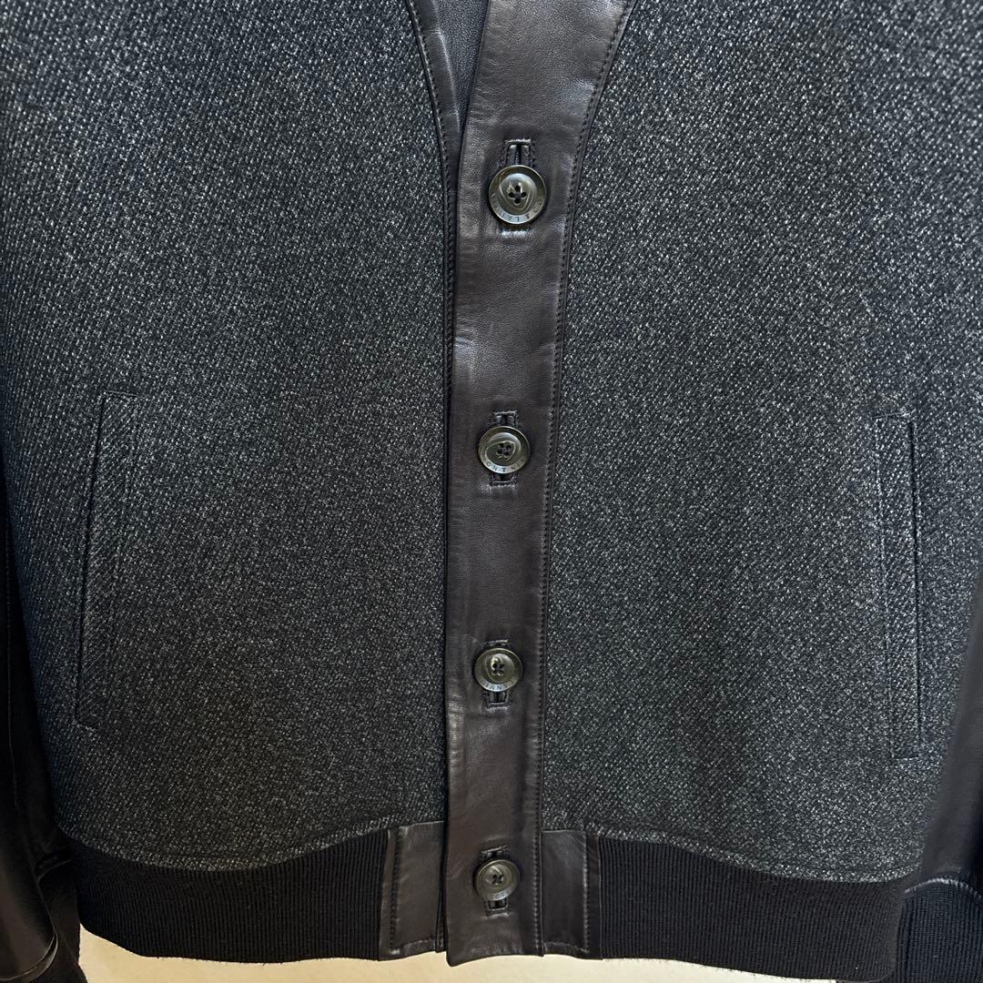 ランバンコレクション　レザーウール混合カジュアルジャケット　サイズ50