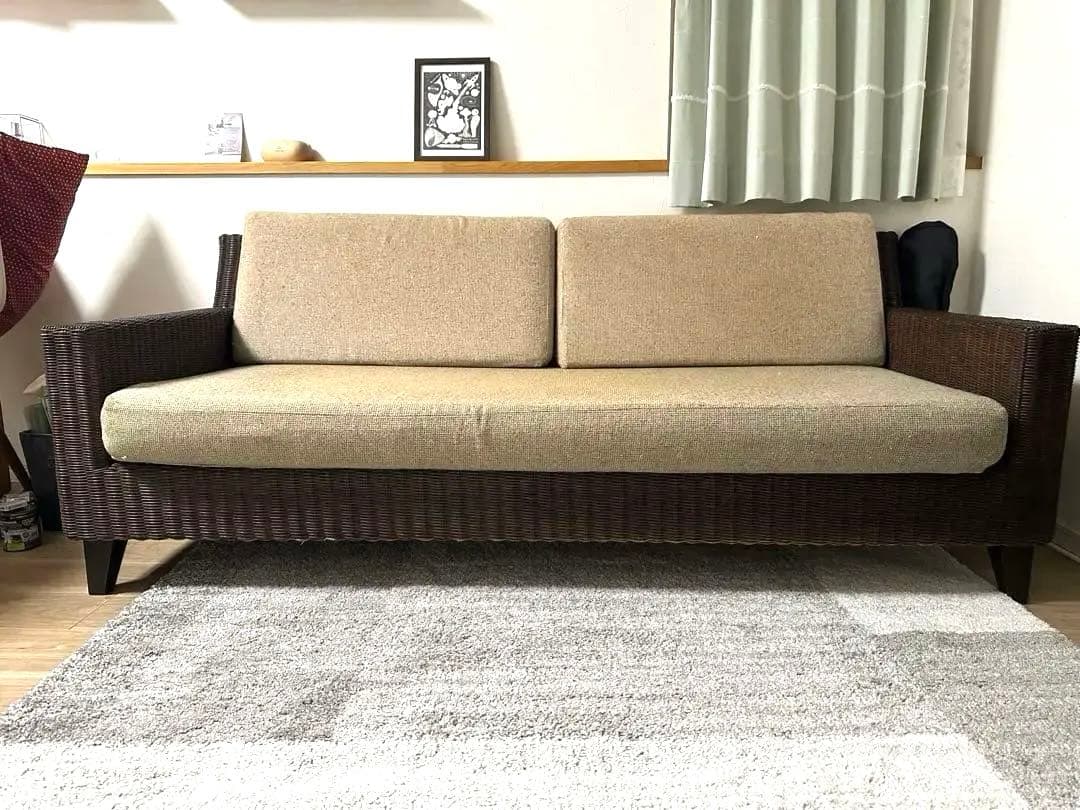 a.flat ラタンソファ　2.5人がけ