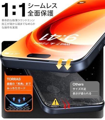 TORRAS フィルム For iPhone 16 ガラスフィルム iPhonm