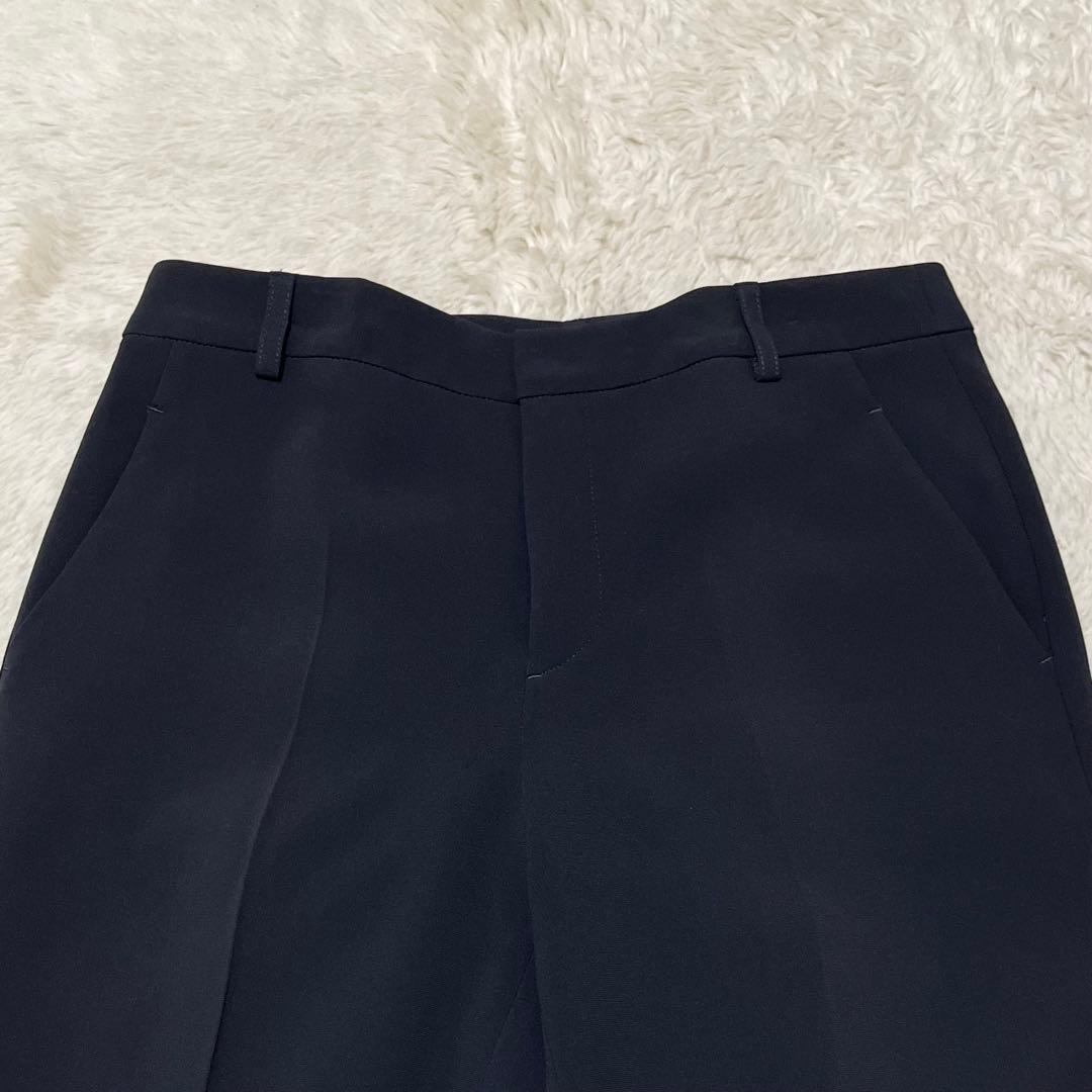 美品　未使用級　洗える　23区　ノーカラー ジャケット　パンツ　セットアップ　紺