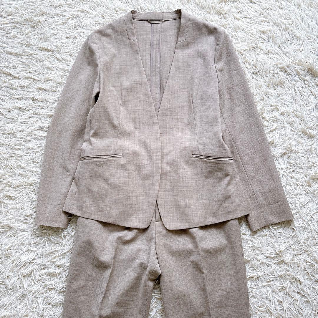 美品　スーツカンパニーシー　洗える　スーツ　ノーカラー　セットアップ　ベージュ