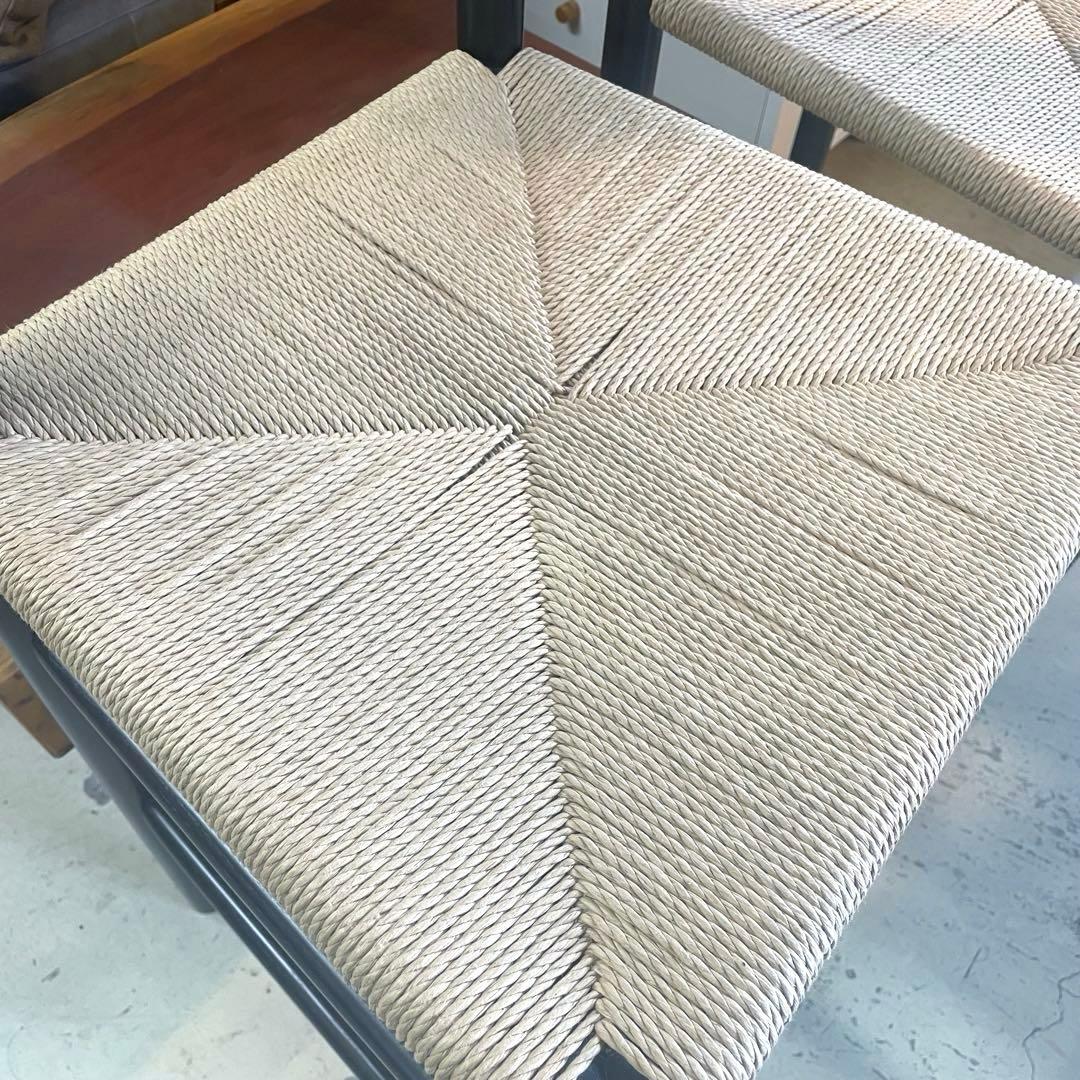 ペーパーコードチェア　2脚セット　ブラック　ハイチェア　カウンターチェア　北欧