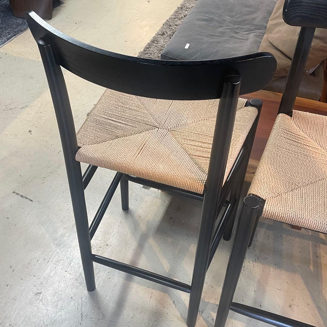 ペーパーコードチェア　2脚セット　ブラック　ハイチェア　カウンターチェア　北欧