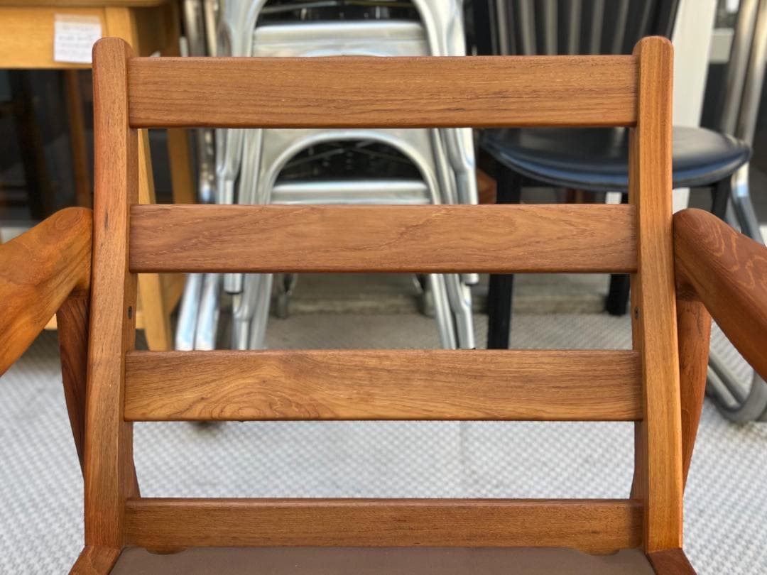 北欧ヴィンテージ☆1970s／デンマーク／1Ｐソファ／チーク材無垢／本革シート