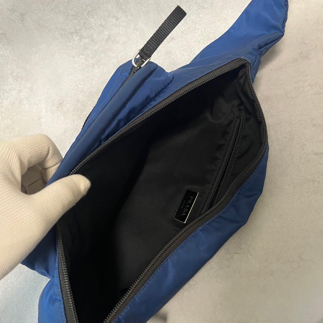 【人気】PRADA ウエストバッグ　2VL005 三角ロゴ　ブルー　ナイロン