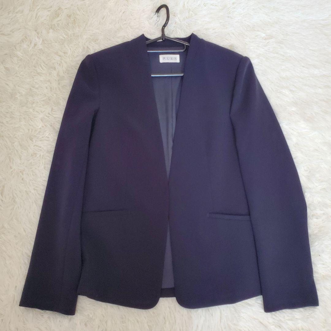【美品】PLST セットアップ ノーカラー パンツ ネイビー Mサイズ
