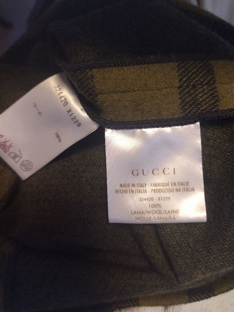 美品　GUCCI グッチ　ワンピース　ウール長袖　チェック　S